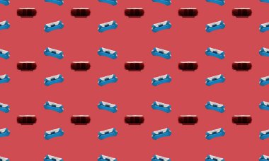 Farklı aksesuarlara sahip renkli arkaplan