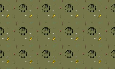 Farklı aksesuarlara sahip renkli arkaplan