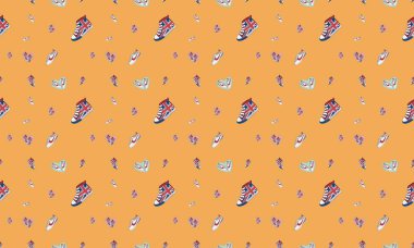 Farklı aksesuarlara sahip renkli arkaplan