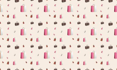 Farklı aksesuarlara sahip renkli arkaplan