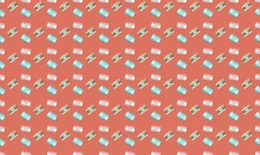 Farklı aksesuarlara sahip renkli arkaplan