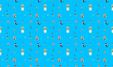 Farklı aksesuarlara sahip renkli arkaplan