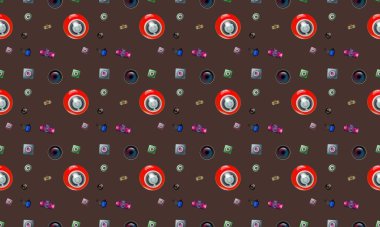 Farklı aksesuarlara sahip renkli arkaplan