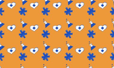 Farklı aksesuarlara sahip renkli arkaplan