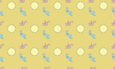 Farklı aksesuarlara sahip renkli arkaplan