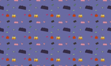 Farklı aksesuarlara sahip renkli arkaplan