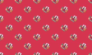 Farklı aksesuarlara sahip renkli arkaplan