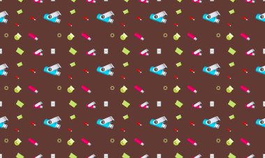 Farklı aksesuarlara sahip renkli arkaplan