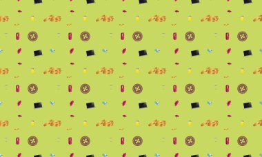 Farklı aksesuarlara sahip renkli arkaplan