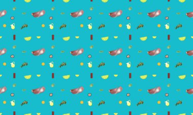 Farklı aksesuarlara sahip renkli arkaplan