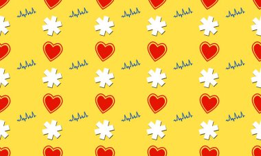 Farklı aksesuarlara sahip renkli arkaplan