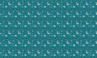 Farklı aksesuarlara sahip renkli arkaplan