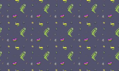 Farklı aksesuarlara sahip renkli arkaplan