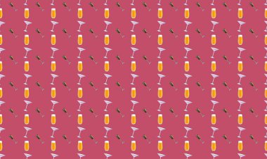 Farklı aksesuarlara sahip renkli arkaplan