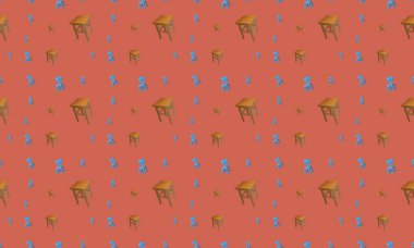 Farklı aksesuarlara sahip renkli arkaplan