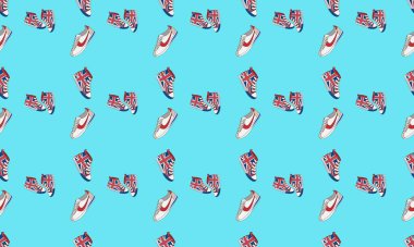 Farklı aksesuarlara sahip renkli arkaplan