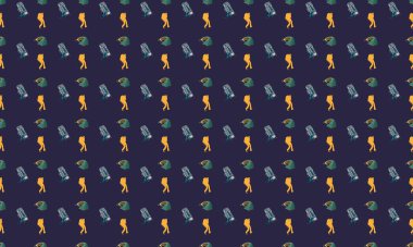 Farklı aksesuarlara sahip renkli arkaplan