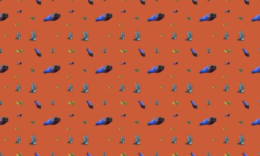 Farklı aksesuarlara sahip renkli arkaplan