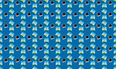 Farklı aksesuarlara sahip renkli arkaplan