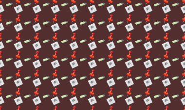 Farklı aksesuarlara sahip renkli arkaplan