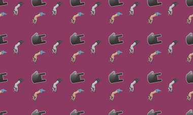 Farklı aksesuarlara sahip renkli arkaplan