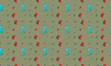 Farklı aksesuarlara sahip renkli arkaplan