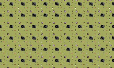 Farklı aksesuarlara sahip renkli arkaplan