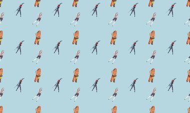 Farklı aksesuarlara sahip renkli arkaplan