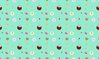 Farklı aksesuarlara sahip renkli arkaplan