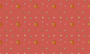 Farklı aksesuarlara sahip renkli arkaplan