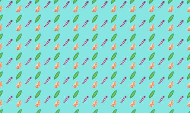 Farklı aksesuarlara sahip renkli arkaplan