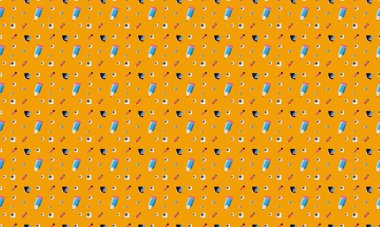 Farklı aksesuarlara sahip renkli arkaplan