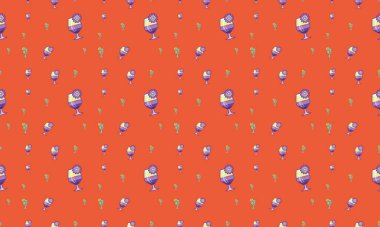 Farklı aksesuarlara sahip renkli arkaplan