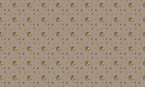 Farklı aksesuarlara sahip renkli arkaplan