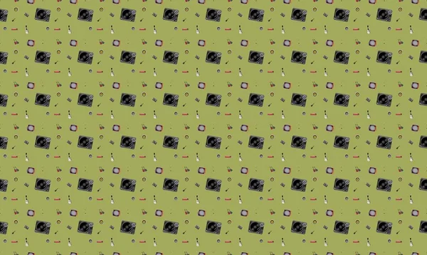 Farklı aksesuarlara sahip renkli arkaplan