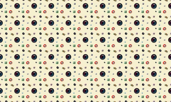 Farklı aksesuarlara sahip renkli arkaplan