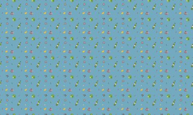 Farklı aksesuarlara sahip renkli arkaplan