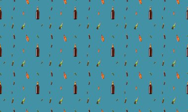 Farklı aksesuarlara sahip renkli arkaplan