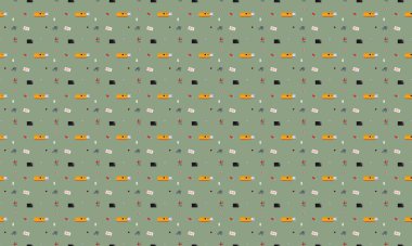 Farklı aksesuarlara sahip renkli arkaplan