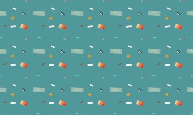 Farklı aksesuarlara sahip renkli arkaplan