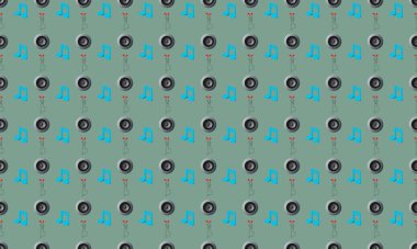 Farklı aksesuarlara sahip renkli arkaplan