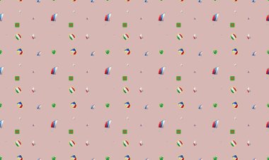 Farklı aksesuarlara sahip renkli arkaplan