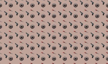 Farklı aksesuarlara sahip renkli arkaplan