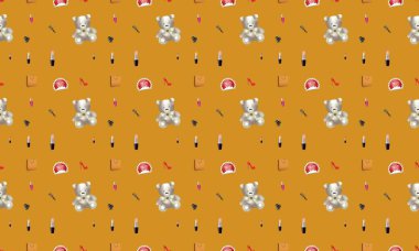 Farklı aksesuarlara sahip renkli arkaplan