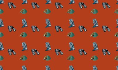 Farklı aksesuarlara sahip renkli arkaplan