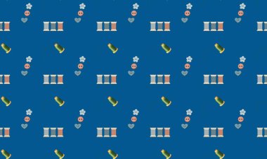 Farklı aksesuarlara sahip renkli arkaplan