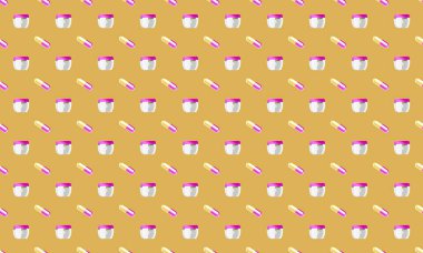 Farklı aksesuarlara sahip renkli arkaplan