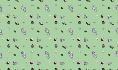 Farklı aksesuarlara sahip renkli arkaplan