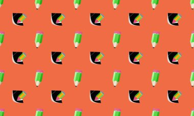 Farklı aksesuarlara sahip renkli arkaplan