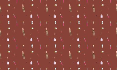 Farklı aksesuarlara sahip renkli arkaplan